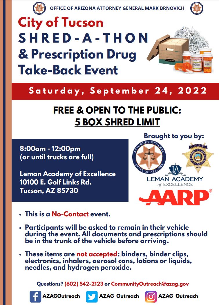 Free Document ShredAThon & Prescription Drug TakeBack Community